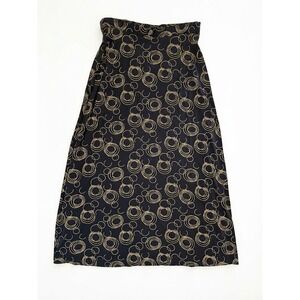 Vintage Frazier Lawrence Woman Black Gold Circle Print Midi Skirt Plus Size 2X